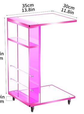 厂家移轮透明亚克力侧桌C形沙发桌橙色亚526克力小空间动车啡咖桌