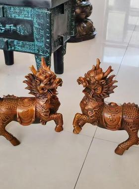 定麒摆件铜雕摆开件居玄关办公装饰品业铜雕礼品工艺礼制品麟摆件