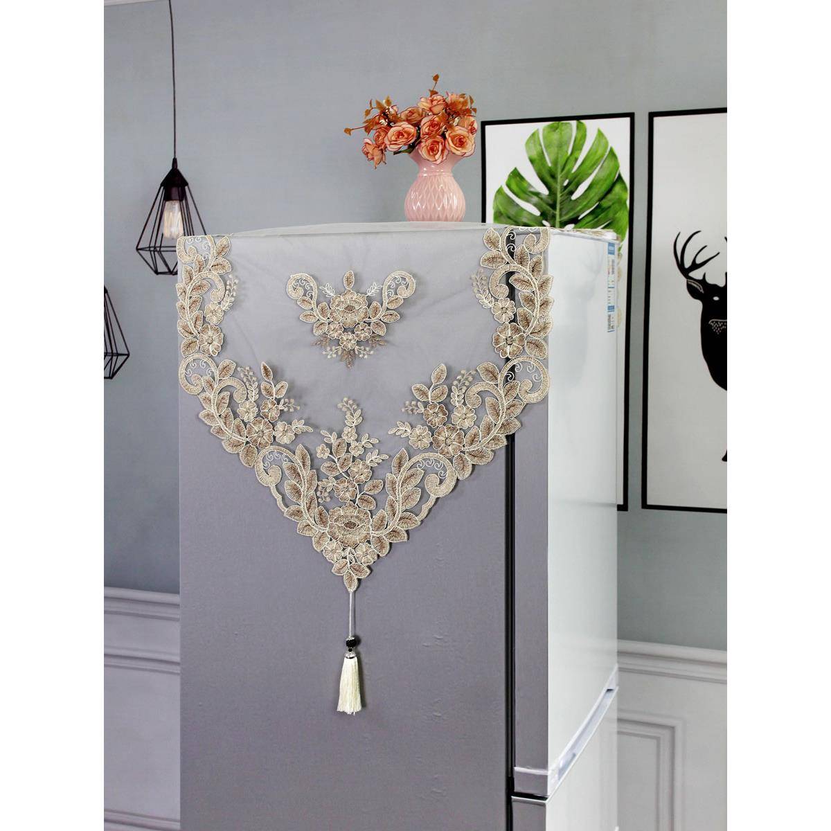 箱欧盖布蕾丝绣花冰盖功巾双开门单开门多能式UCT防尘布艺防尘罩