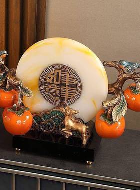 柿新摆件乔迁居礼品玄关电26671009视柜鞋柜装脂中式饰品合柿成树