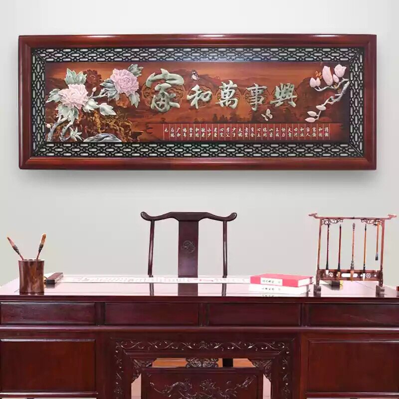 厂家供应180cm有框无框浮雕装饰画家居客厅书房型中式立体装饰画