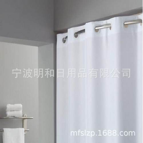 工厂涤纶浴帘无钩浴室帘酒店品质加厚织物71x74inch