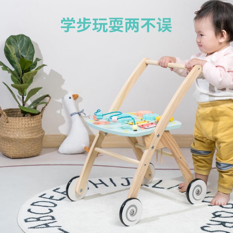 儿童学步车新生儿宝宝助步推车多功能敲琴绕珠类现货木质玩具