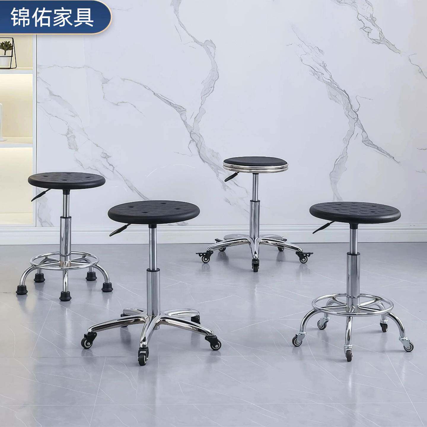 圆凳无静电转椅可升降椅子移动现代简约凳子理发师大工凳