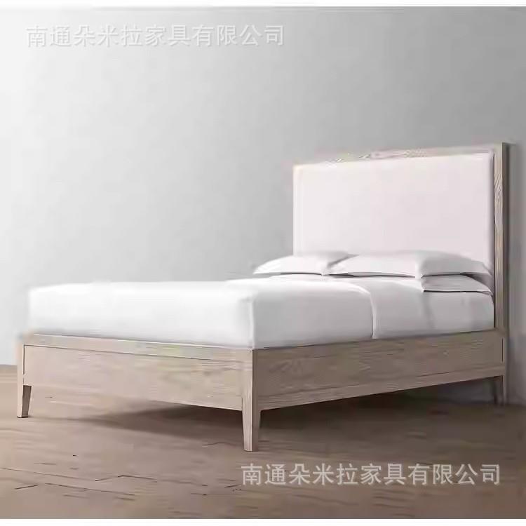 RH美式乡村实木儿童床法式单人床复古白做旧橡木男孩女孩床