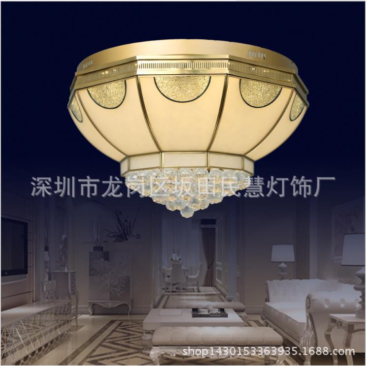供应LED全铜焊锡灯欧式全铜吸顶灯全铜玻璃吸顶灯