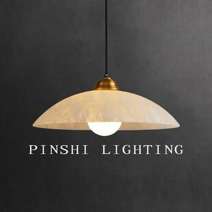 后现代简约餐厅吊灯全铜云石新中式设计师创意吧台过道灯