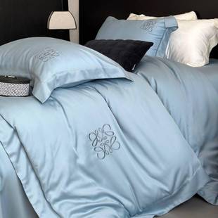 轻奢100S刺绣款四件套兰精天丝冰凉感被罩床单宽边工艺床上用品