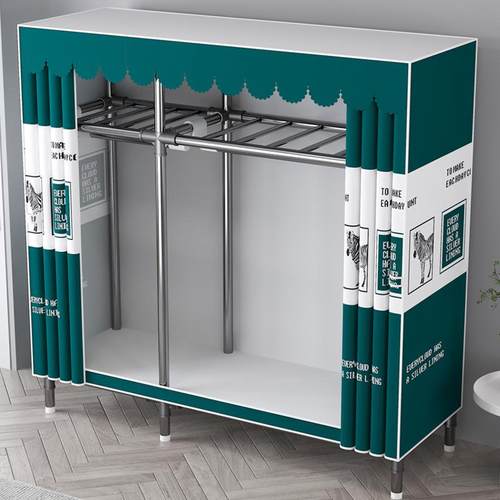 简易布衣柜现代简约家用卧室组装柜子出租房用收纳加粗钢管挂衣橱