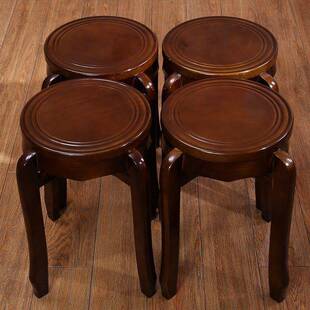 实木凳子家用圆凳餐桌凳板凳时尚折叠中式可摞叠餐厅简约特厚成年