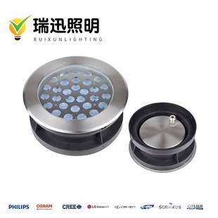 直销36W户外防水LED大功率圆形地埋灯广场全不锈钢水下埋地灯