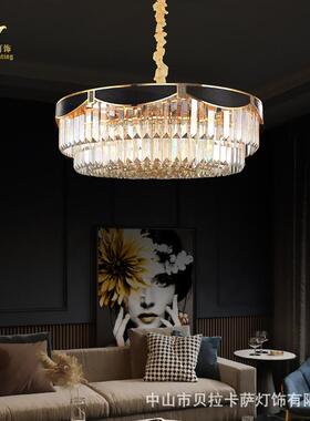 后现代轻奢水晶吊灯简约水晶灯客厅灯餐厅灯卧室LED圆形水晶灯具
