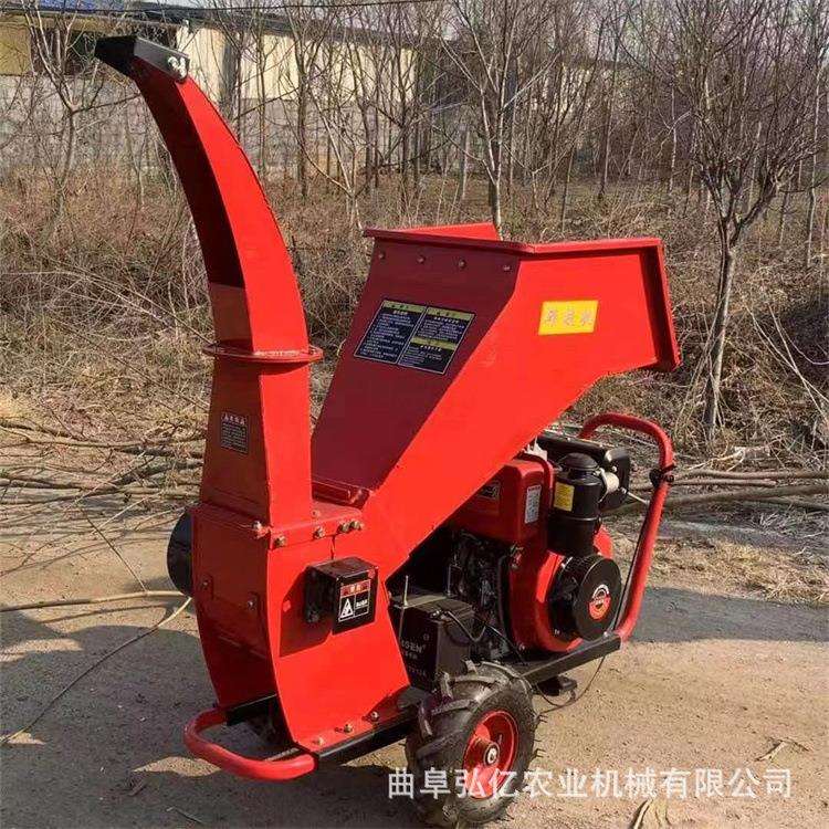 果园林场小型手推碎枝机柴油卧式碎木机多用途树皮树根荒木粉碎机