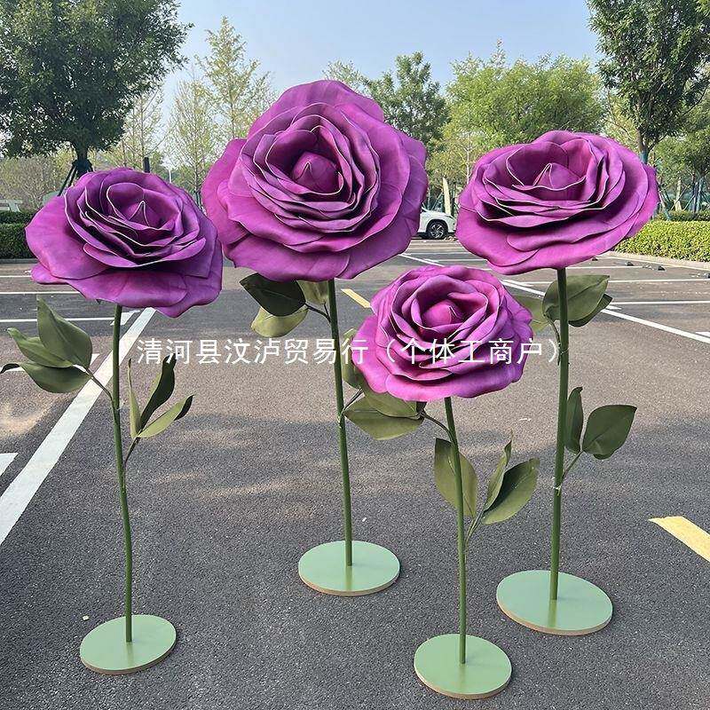 婚庆巨型立体玫瑰纸花艺婚礼大玫瑰道具美陈摆件网红橱窗布置装饰