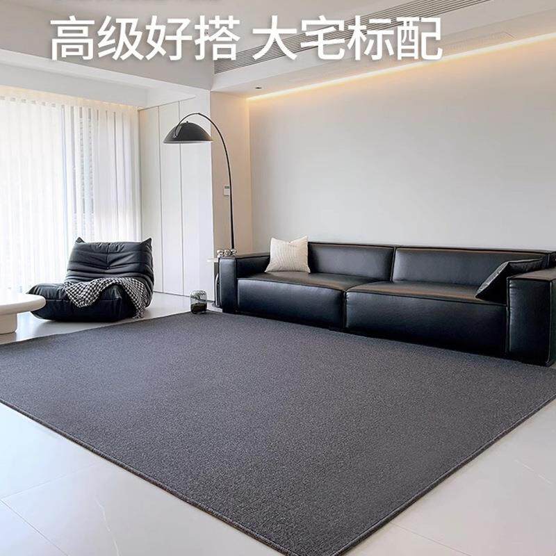 现代轻奢客厅家用沙发茶几毯深色羊毛简约地毯免打理耐脏卧室地垫