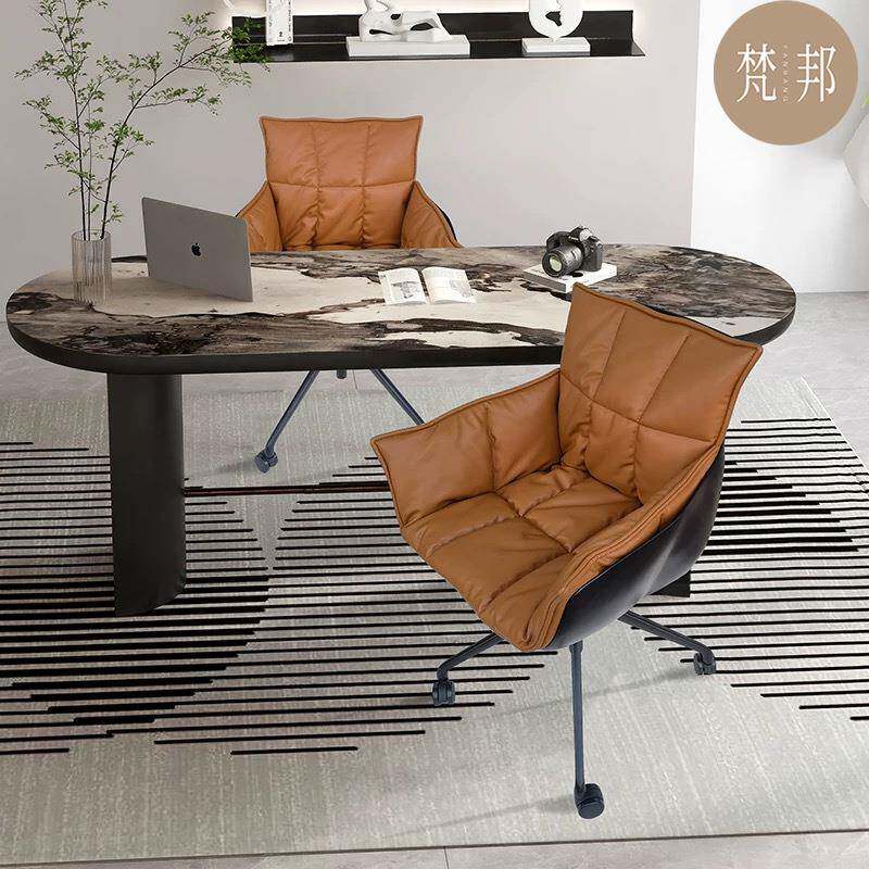 电脑椅家用舒适办公椅可升降轻奢高级感老板椅真皮设计师书桌椅子