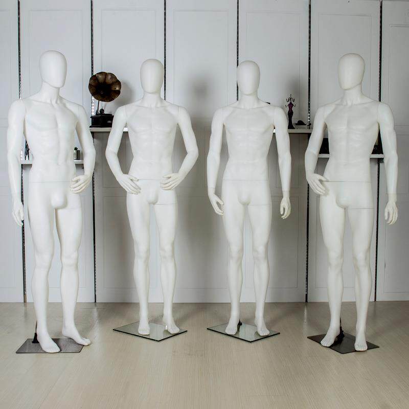 新款哑白男全身模特服装道具橱窗展示架假人抽象人头男装模特衣架
