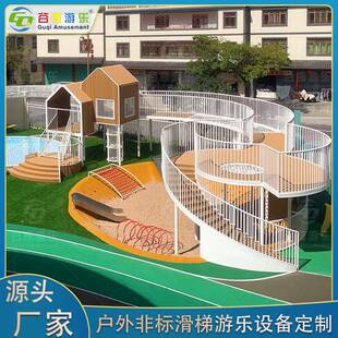 梅州蕉岭幼儿园户外木质组合滑梯儿童音乐墙攀爬架游乐设备