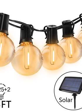 G40太阳能灯串低压5V3V圣诞装饰灯串25FT25灯LED节日氛围可调光