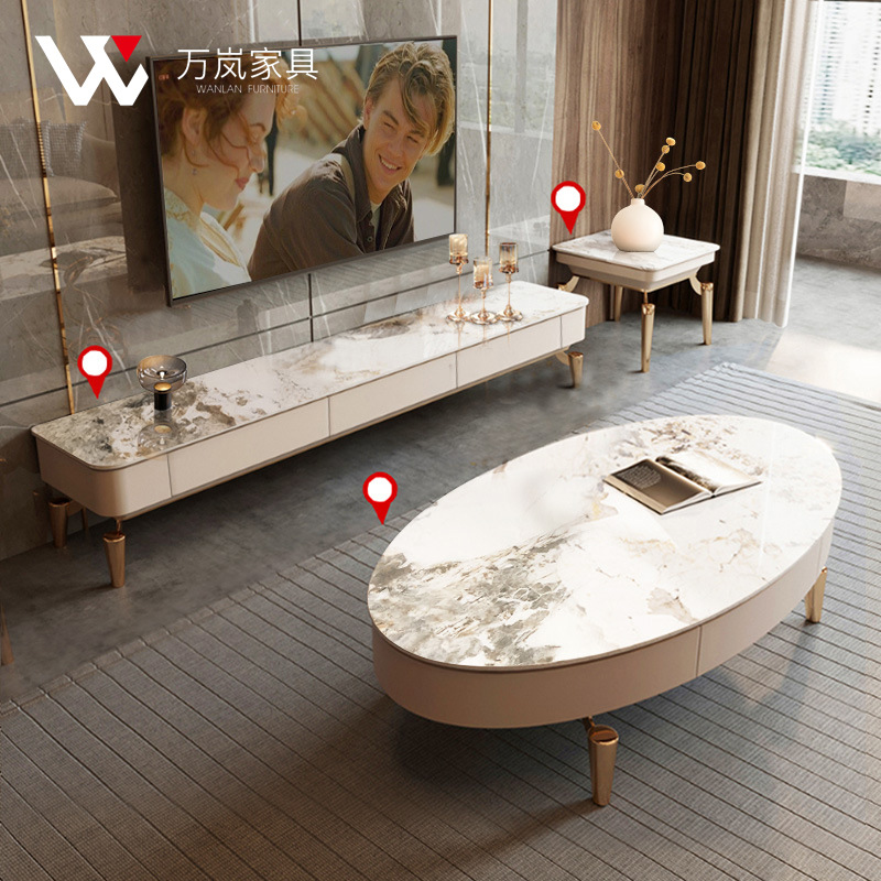 轻奢客厅潘多拉岩板电视柜现代简约多功能茶几边几组合套装收纳柜