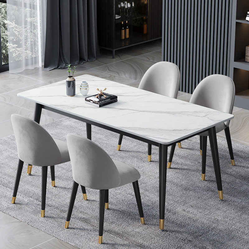 岩板餐桌椅组合北欧防水餐桌 桌家用吃饭桌子 轻奢后现代简约客厅