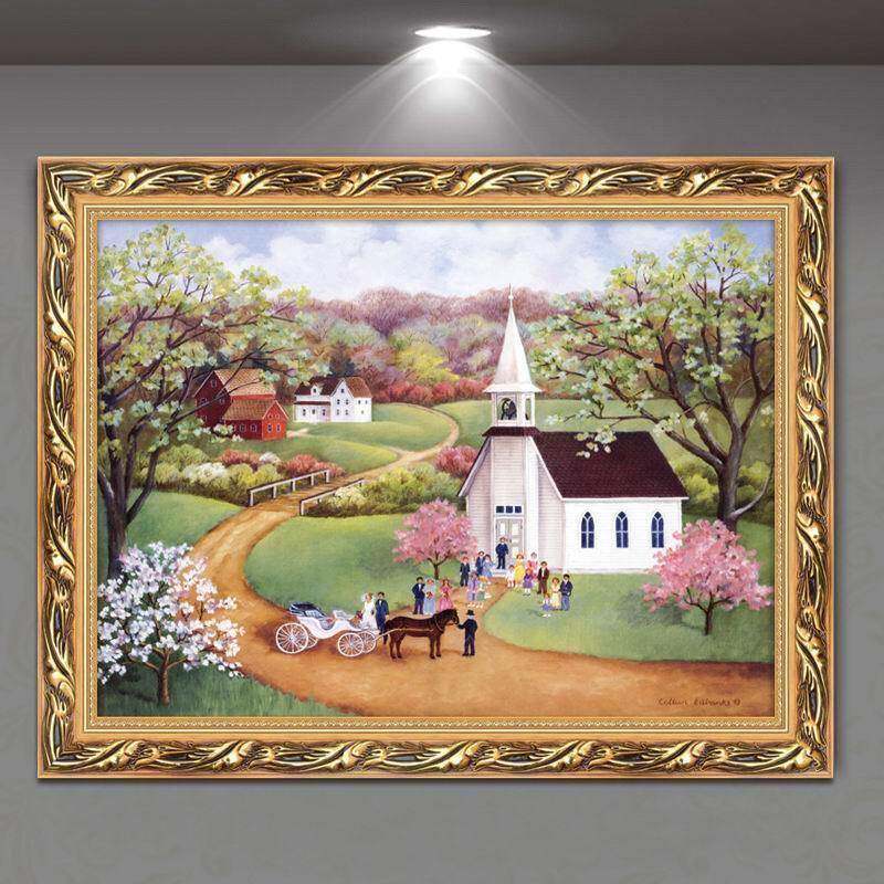 田园装饰画餐厅有框画单幅油画风景壁画饭厅挂画客厅玄关走廊墙画