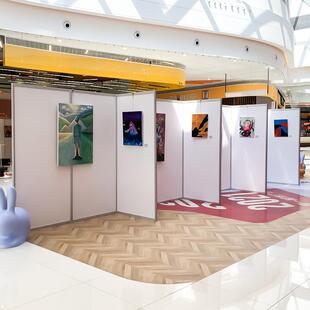 八棱柱展板校园书画可折叠挂画架书法国画屏风隔断广告写真展示架