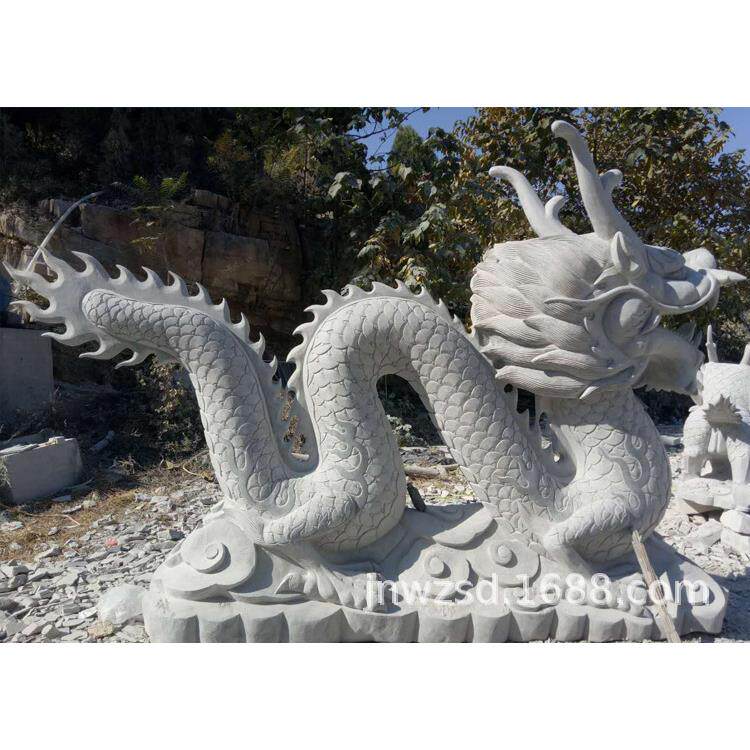 曲阳石雕喷水龙图片大型景观石刻世纪龙雕塑价格石材青龙制作厂