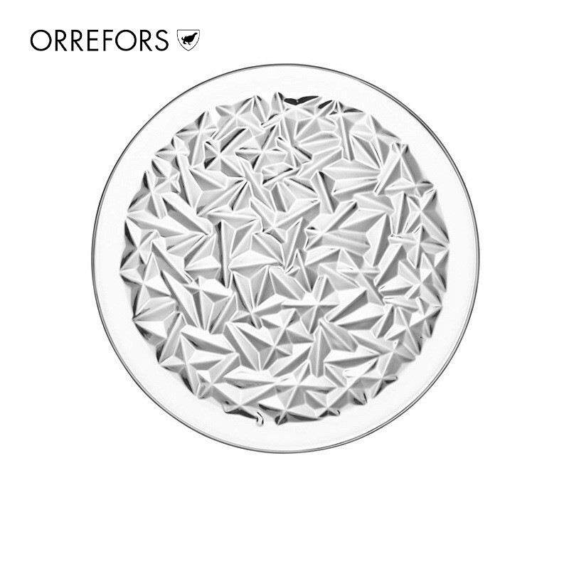 Orrefors进口手工水晶玻璃盘家用Carat北欧创意水果沙拉碟盘轻奢