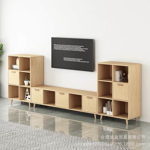 日式小矮柜组合格子柜实木落地书柜书架置物架电视柜缝隙柜收纳柜