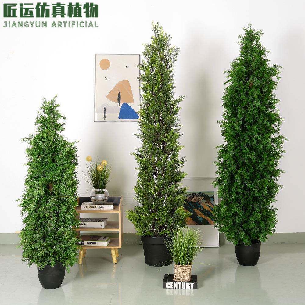 仿真松树柏树仿真细柏叶树塔型松树人造塔型树雪松树盆栽