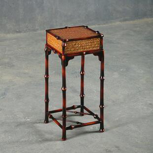 复古筇竹家具新中式花几明式花架置物架阳台客厅落地式花盆架子