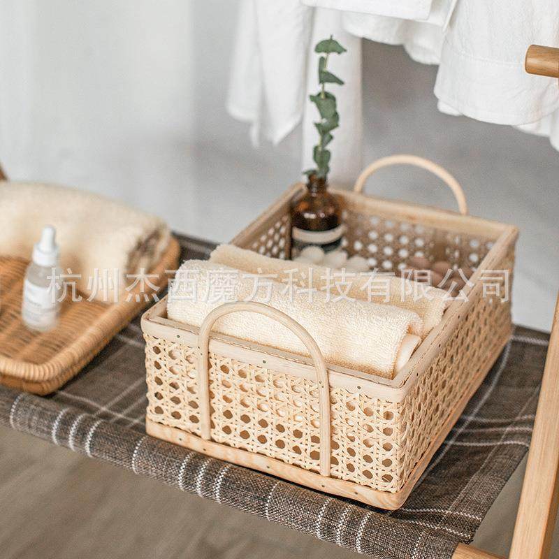 藤编长方形提手篮木片果蔬框蔬菜水果篮子桌面杂物收纳面包框拍照,机械设备,其他机械设备,淘宝优惠券,粉丝福利购,淘宝优惠卷