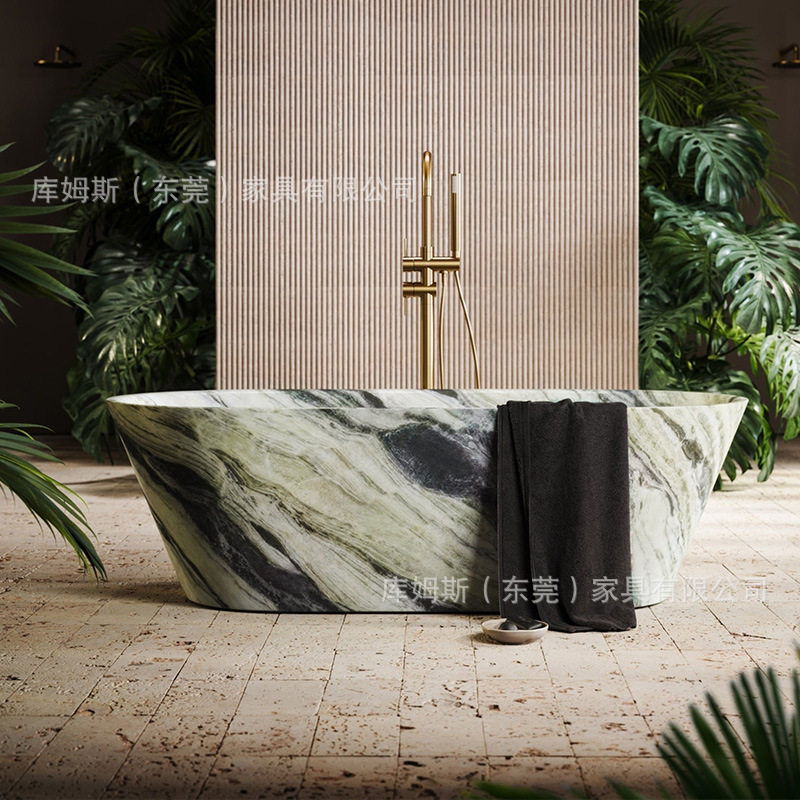 天然大理石浴缸设计师款别墅客厅家用轻奢简约现代浴缸洗澡盆浴
