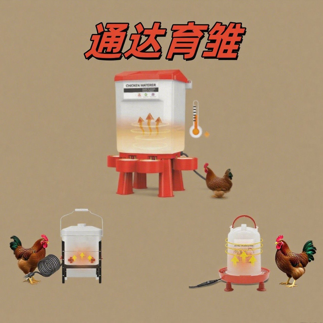 跨境家禽用加热水桶水浒高脚可悬挂喂食喂鸡鸭鹅用饮水器自动加热