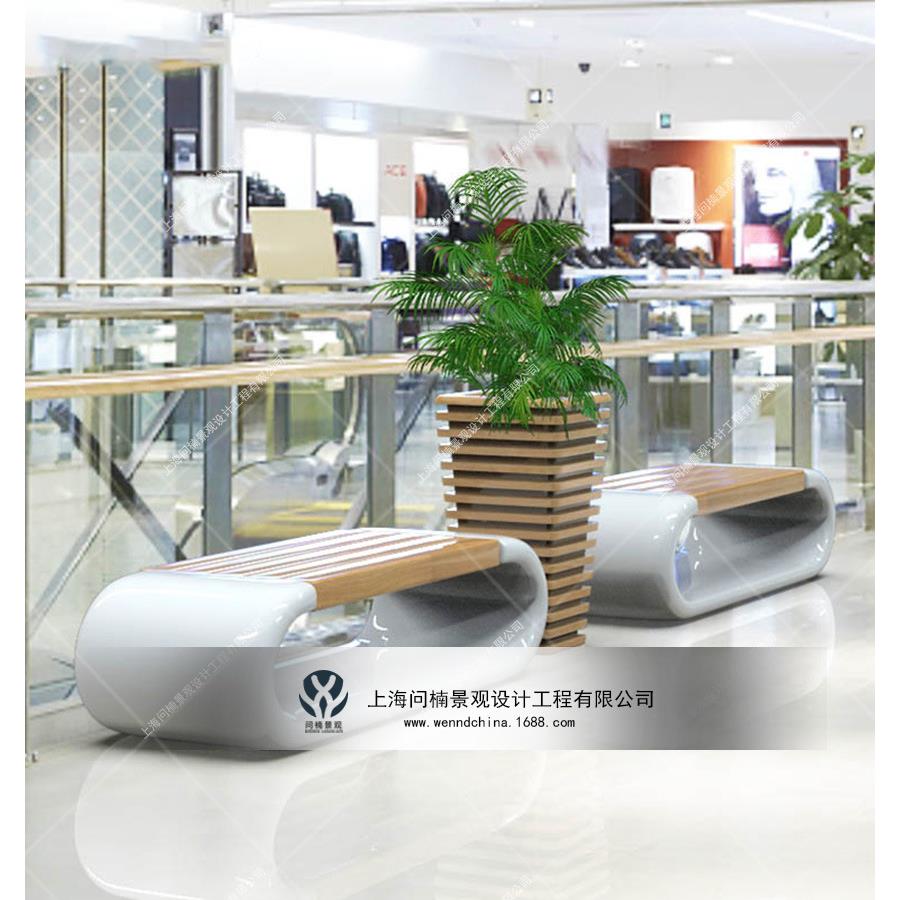 商场休闲座椅玻璃钢休闲座椅花缸花艺座椅组合商场小品装置美陈