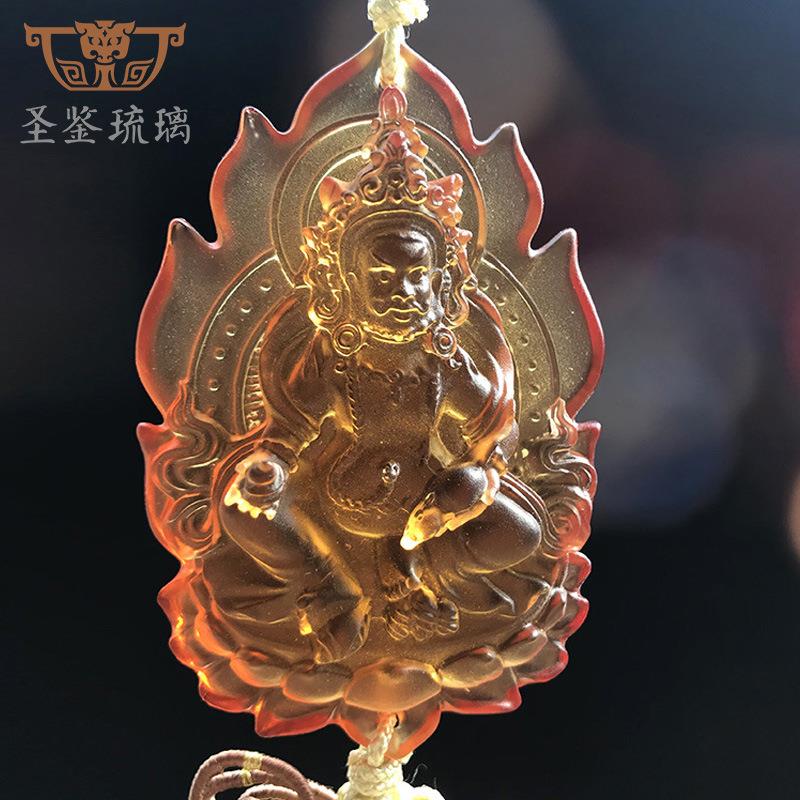 琉璃车挂黄财神绿度母汽车饰品挂件车内大号车载佛