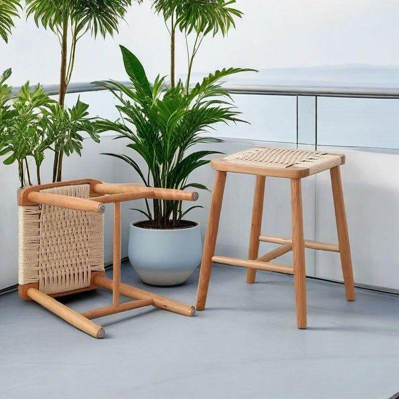 实木绳编矮凳风餐厅凳家用多场景民宿梳妆台凳餐椅现代简约餐椅,智能设备,其他智能设备,淘宝优惠券,粉丝福利购,淘宝优惠卷