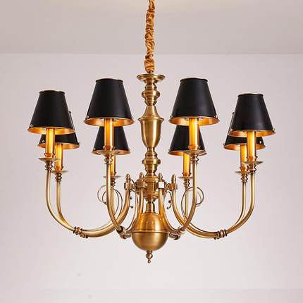 新款美式铜灯客厅灯美式卧室灯全铜大吊灯LED灯北欧后现代铜吊灯