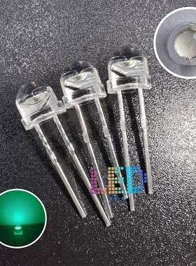 F5草帽大杯翠绿0.3瓦4.8mm草帽翠绿色0.3W纯绿光LED发光插件灯珠