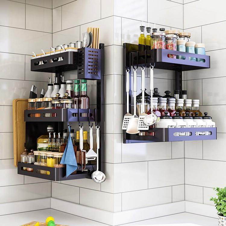 不锈钢厨房调味品置物架调料架子壁挂式墙上免打孔油盐酱醋收纳架