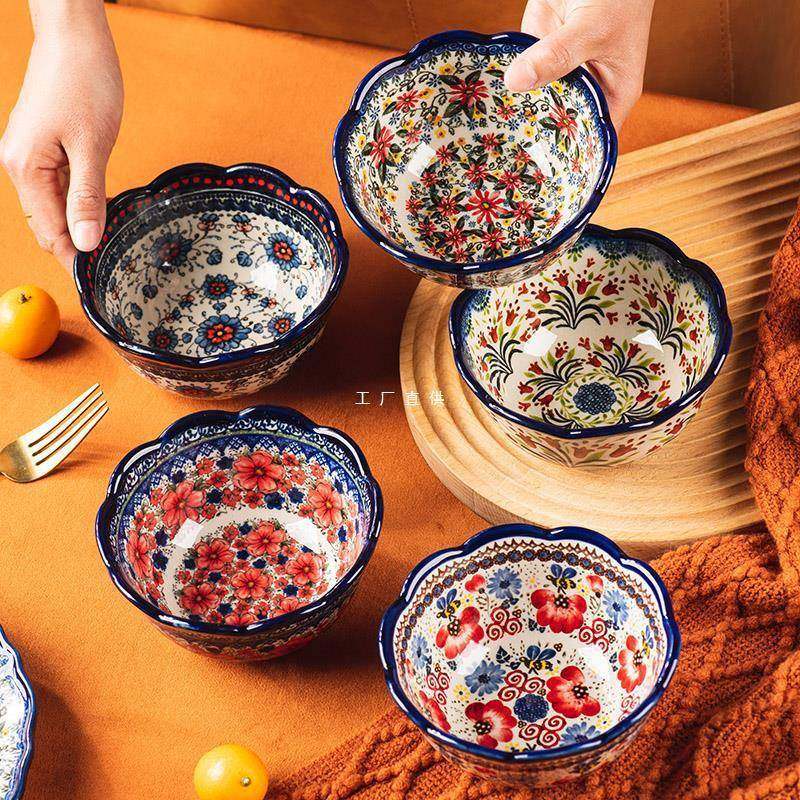 波兰饭碗复古汤碗2024新款家用小碗个人陶瓷餐具米饭碗酸奶碗,节庆用品/礼品,新娘配件,淘宝优惠券,粉丝福利购,淘宝优惠卷