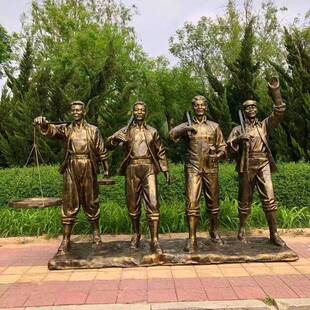 现货玻璃钢知青人物雕塑仿铜农耕民俗小品摆件户外公园广场装饰品