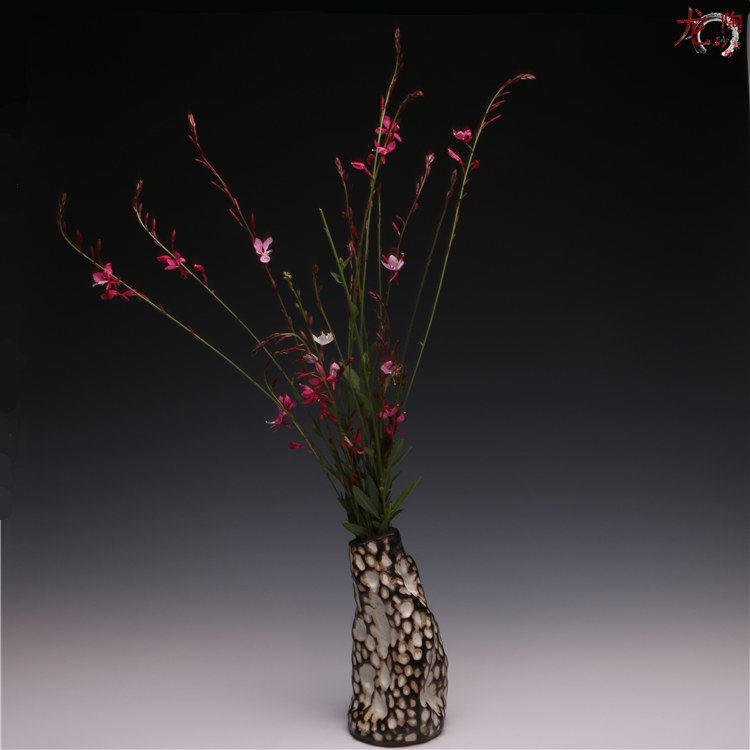 龙砂陶宜兴紫砂粗陶色釉花插花器花瓶制作厂家销售中式