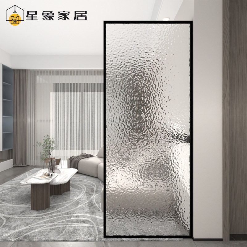 简约现代入户玻璃屏风隔断客厅遮挡装饰玄关半墙卫生间铁艺不锈钢
