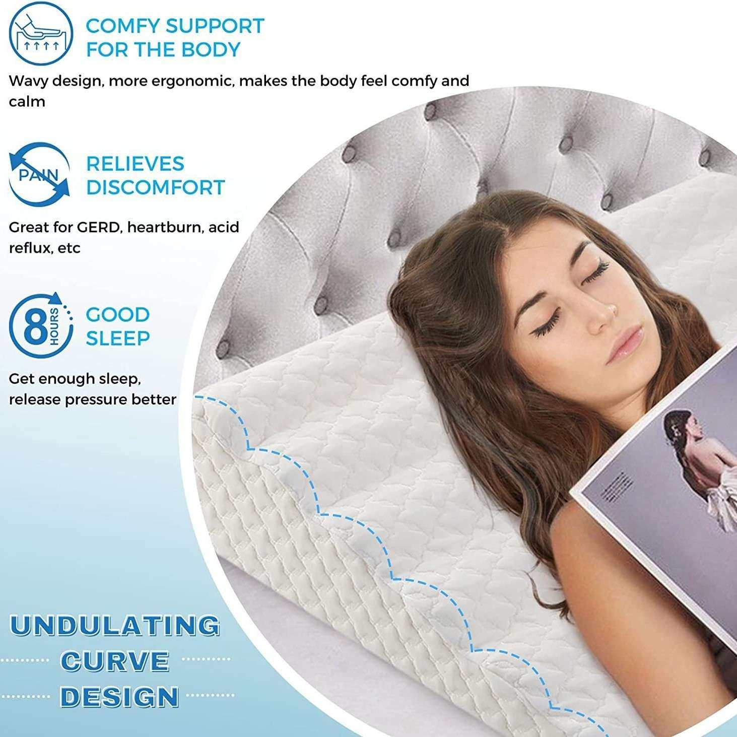 高密度海绵倾斜可拆洗泡沫楔形枕A21用于睡眠反酸起伏波形床枕,电子元器件市场,其它元器件,淘宝优惠券,粉丝福利购,淘宝优惠卷