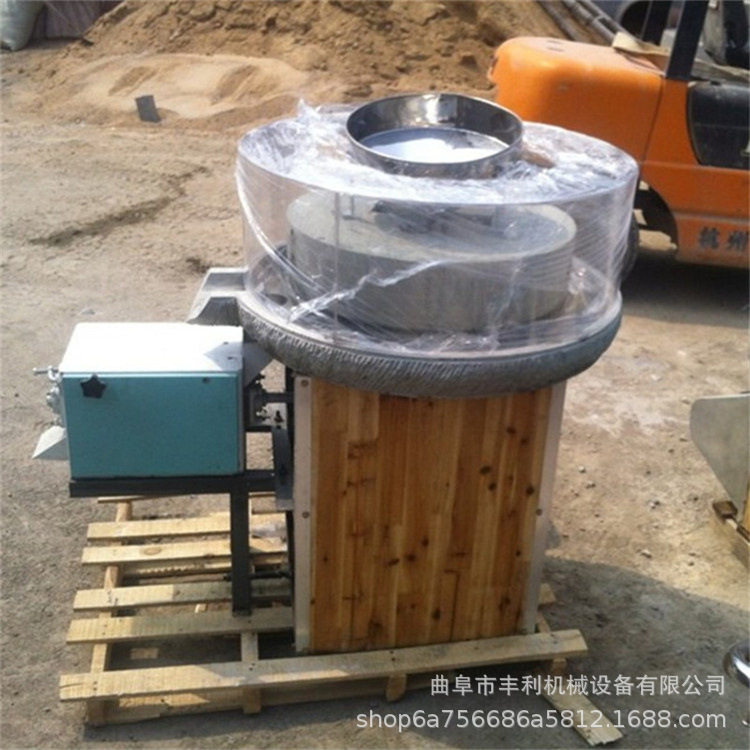 40型小型电动豆浆石磨家用手推艾绒石碾子全自动上料面粉石碾