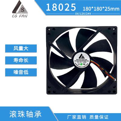 CG18025BDC滚珠直流散热风扇机箱机柜24V工业轴流微型排风扇方形