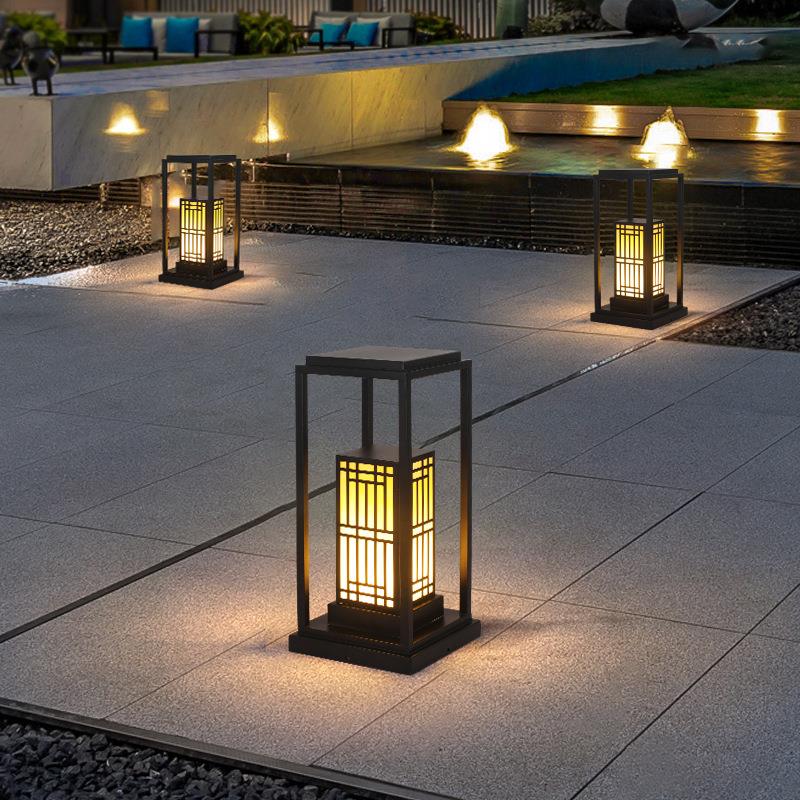 太阳能草坪灯新中式户外防水花园庭院灯室外别墅园林草地过道路灯