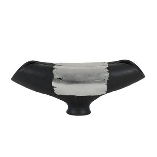 现代新中式手工陶瓷银灰色罐形花器花瓶创意摆件桌面餐厅样板间